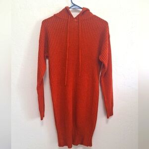 Full Circle Trends Sweater Dress Country Knit Hoddie Rust Pullover Size S